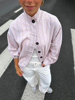 Bomber Jacket in Plaid Pink