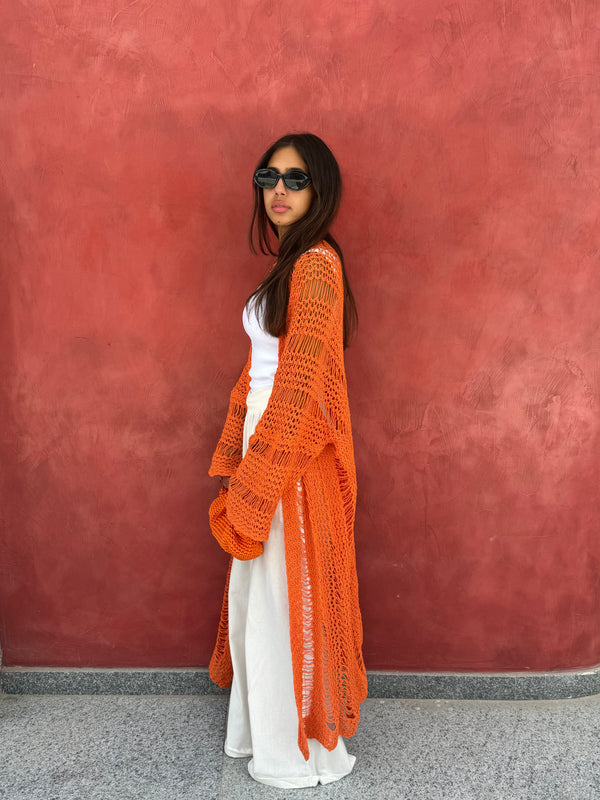 Gypsy Soul Crochet Cardigan in Orange