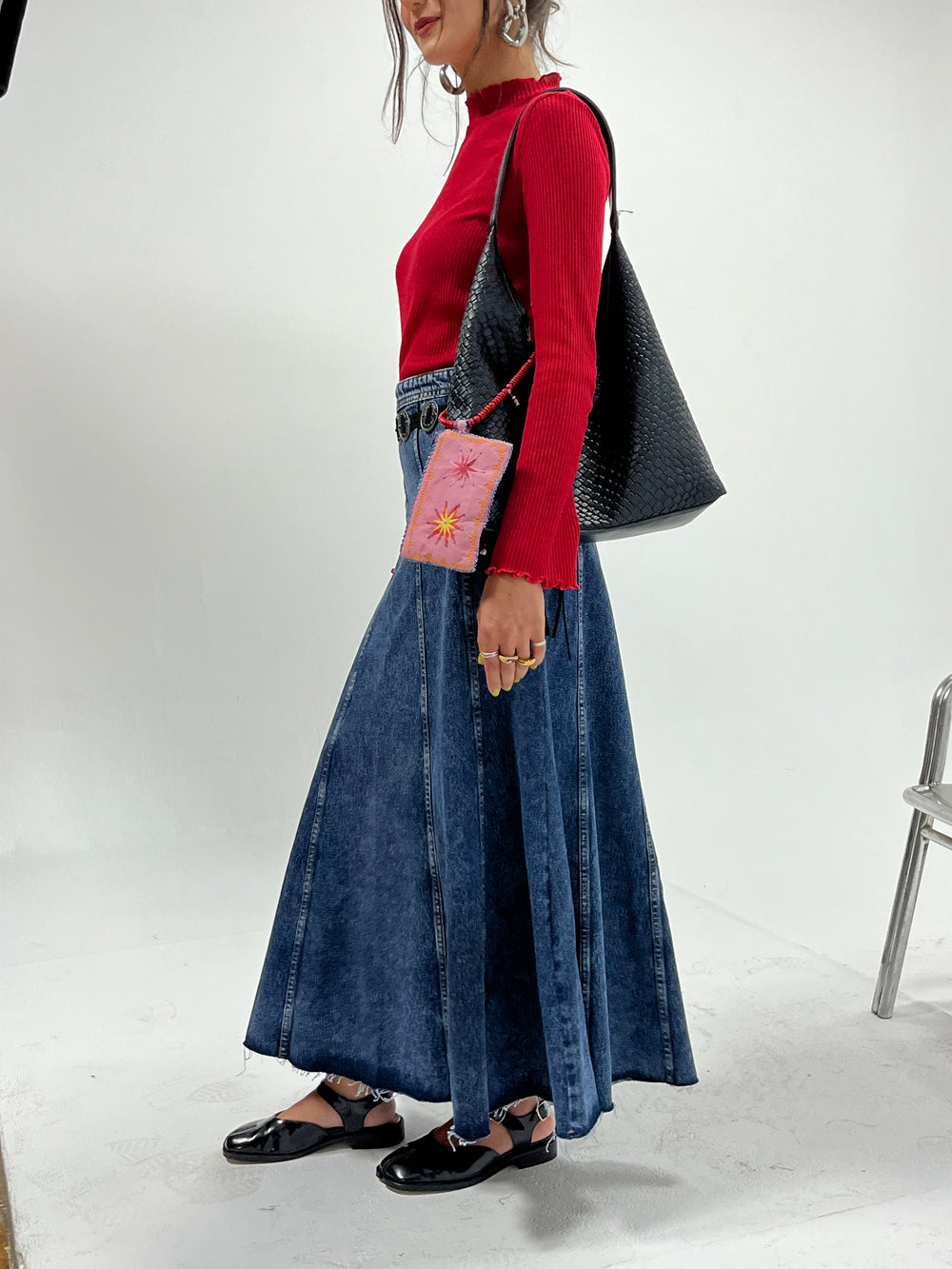 Denim Skirt in Dark Blue