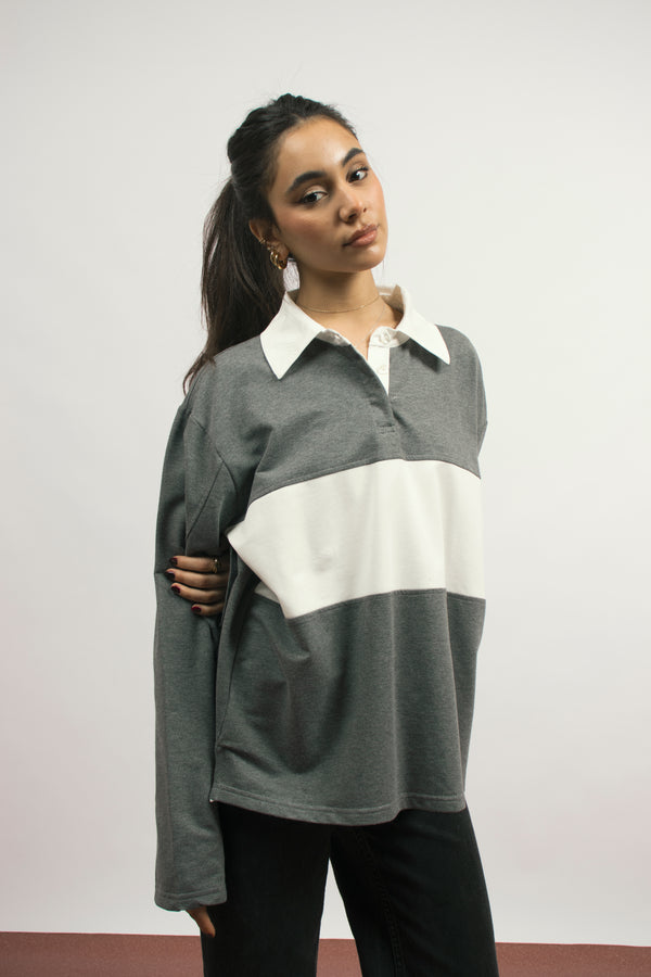 Jet Setter Shirt in Grey X White