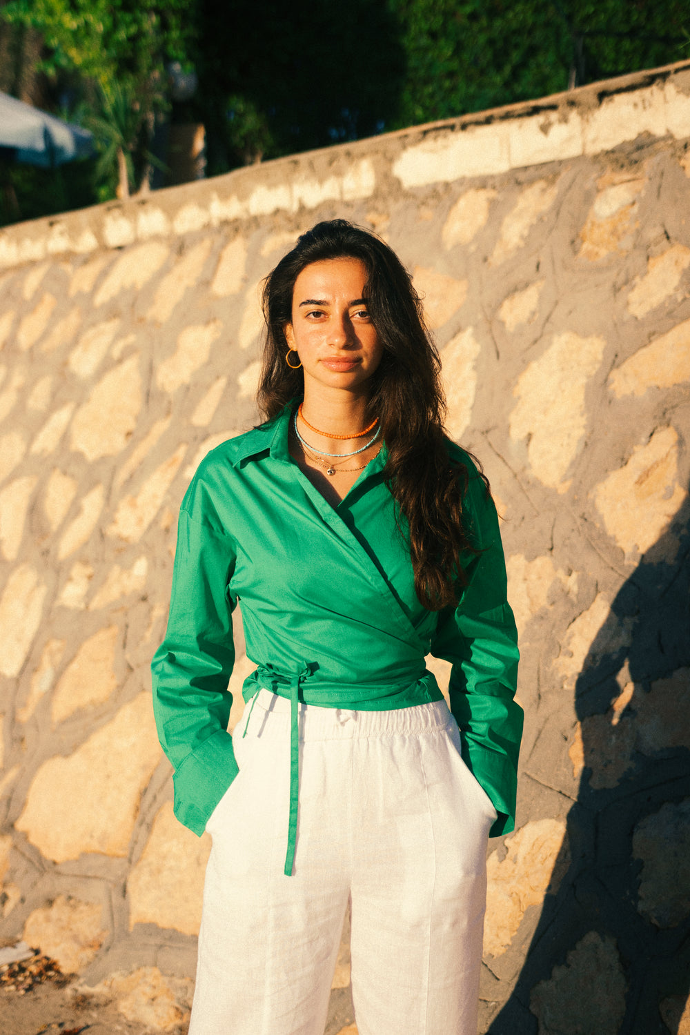 Tied-to-You Cropped Shirt in Green