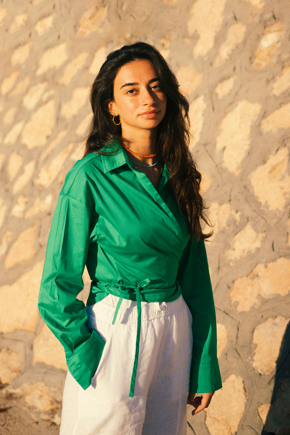 Tied-to-You Cropped Shirt in Green