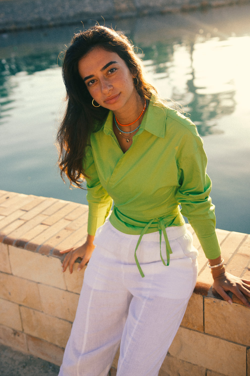 Tied-to-You Cropped Shirt in Lime
