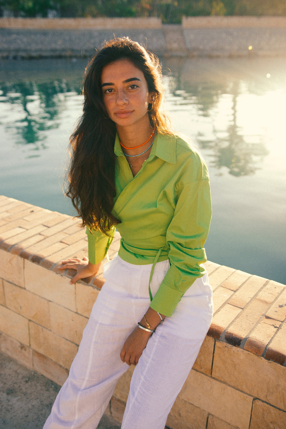 Tied-to-You Cropped Shirt in Lime