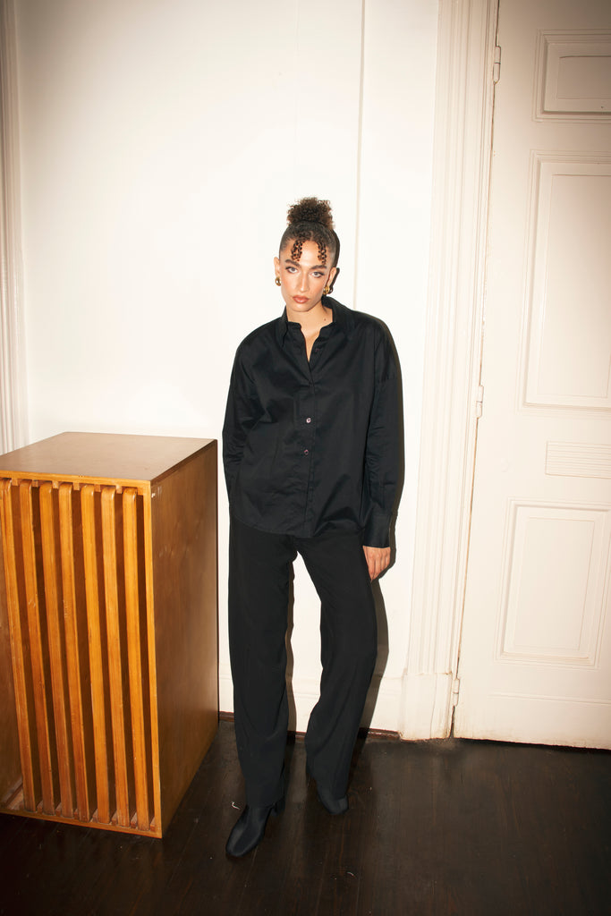 Double Collar Shirt In Black
