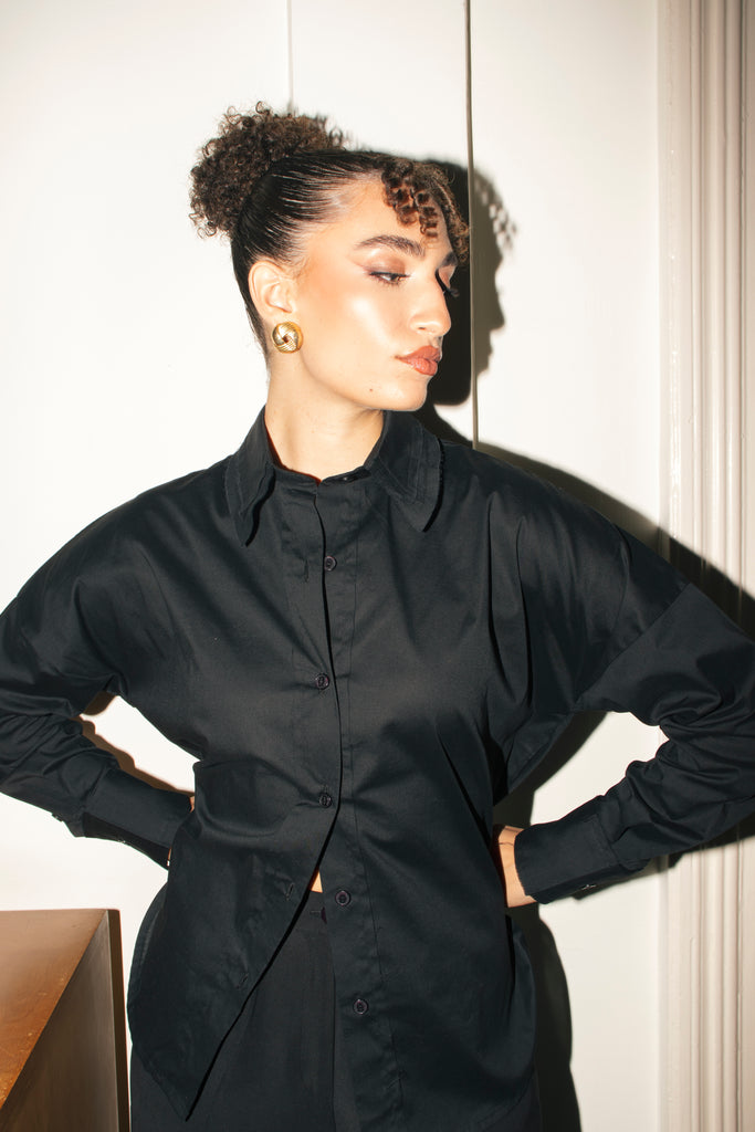 Double Collar Shirt In Black