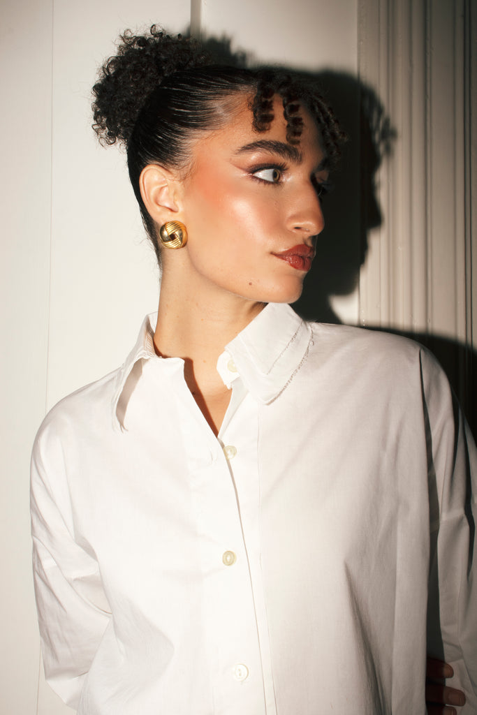 Double Collar Shirt In White