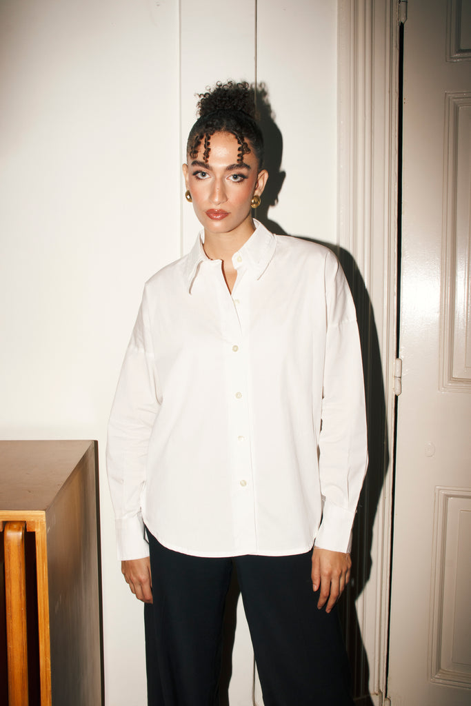 Double Collar Shirt In White