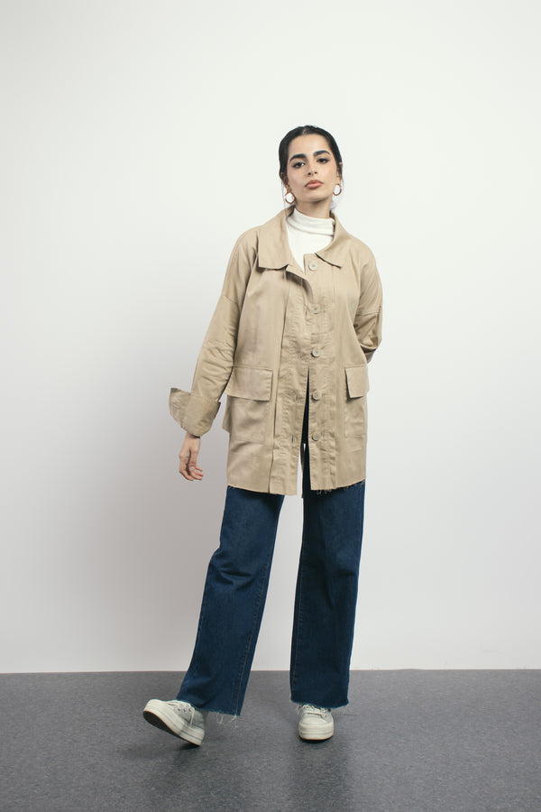 Layer It Overshirt in Beige
