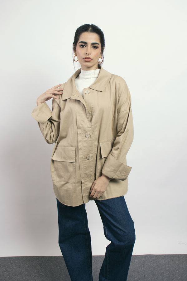 Layer It Overshirt in Beige