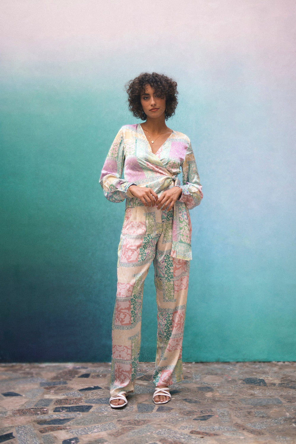 Patch Work Satin Pants
