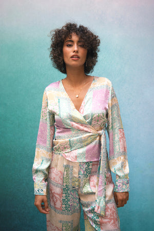 Patch Work Satin Top