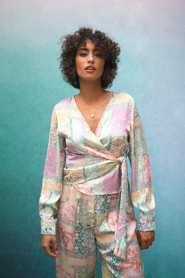 Patch Work Satin Top