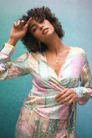 Patch Work Satin Top