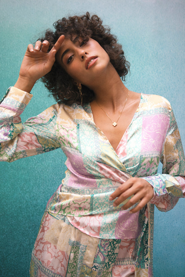 Patch Work Satin Top