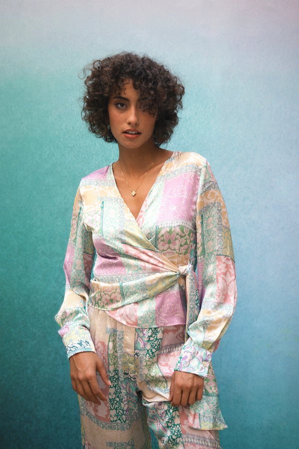 Patch Work Satin Top