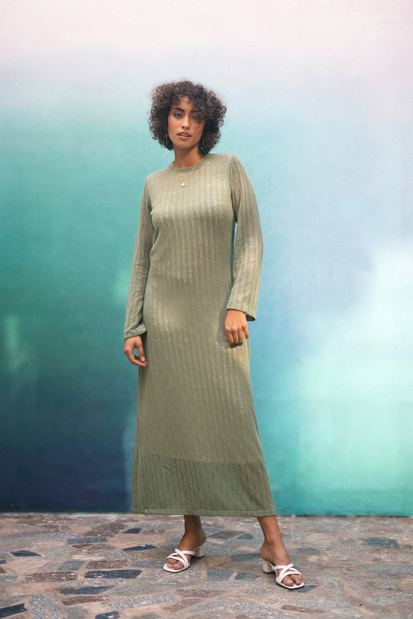 Knit Maxi Dress in Olive