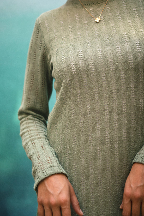 Knit Maxi Dress in Olive