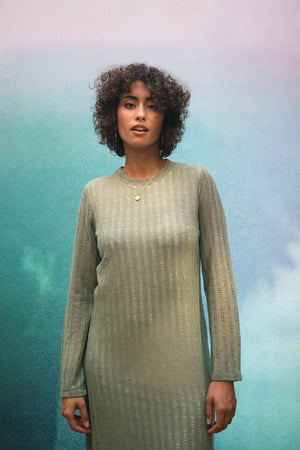 Knit Maxi Dress in Olive