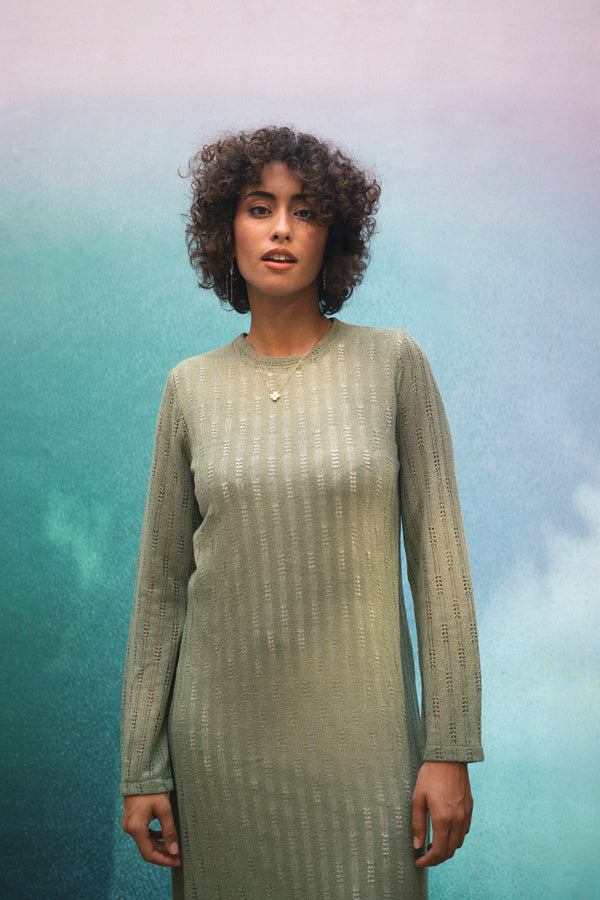 Knit Maxi Dress in Olive