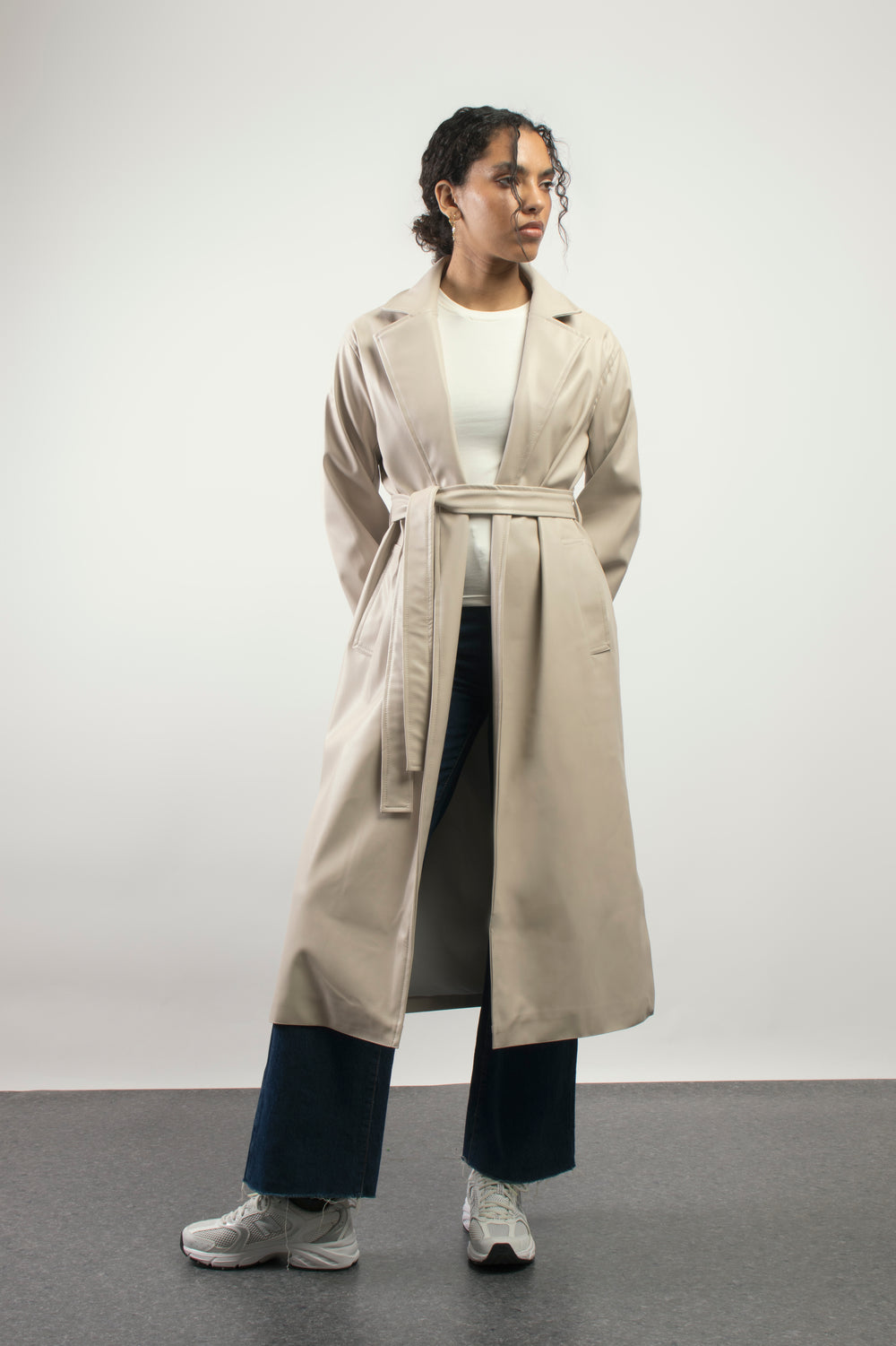 Backstage Leather Coat in Beige