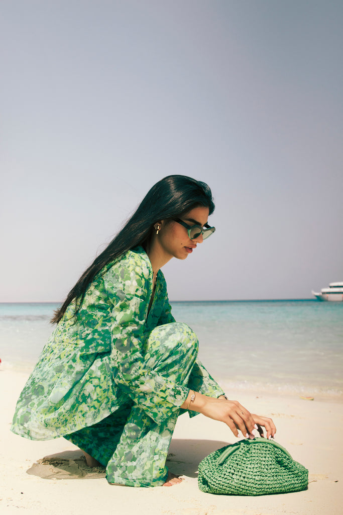 Marigold Chiffon Set in Green
