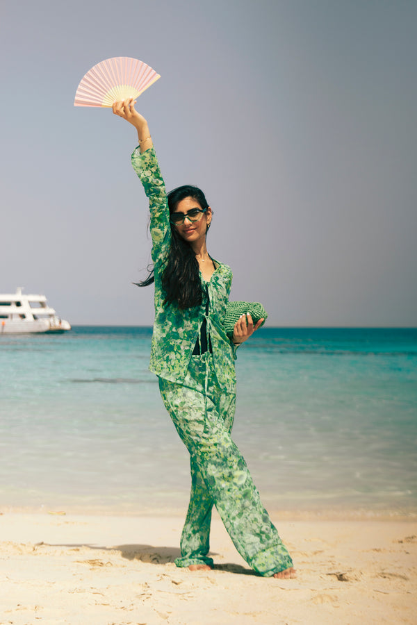 Marigold Chiffon Set in Green