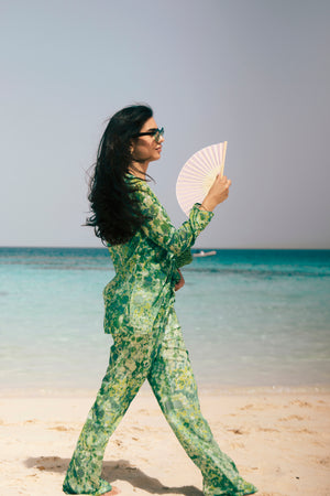 Marigold Chiffon Set in Green