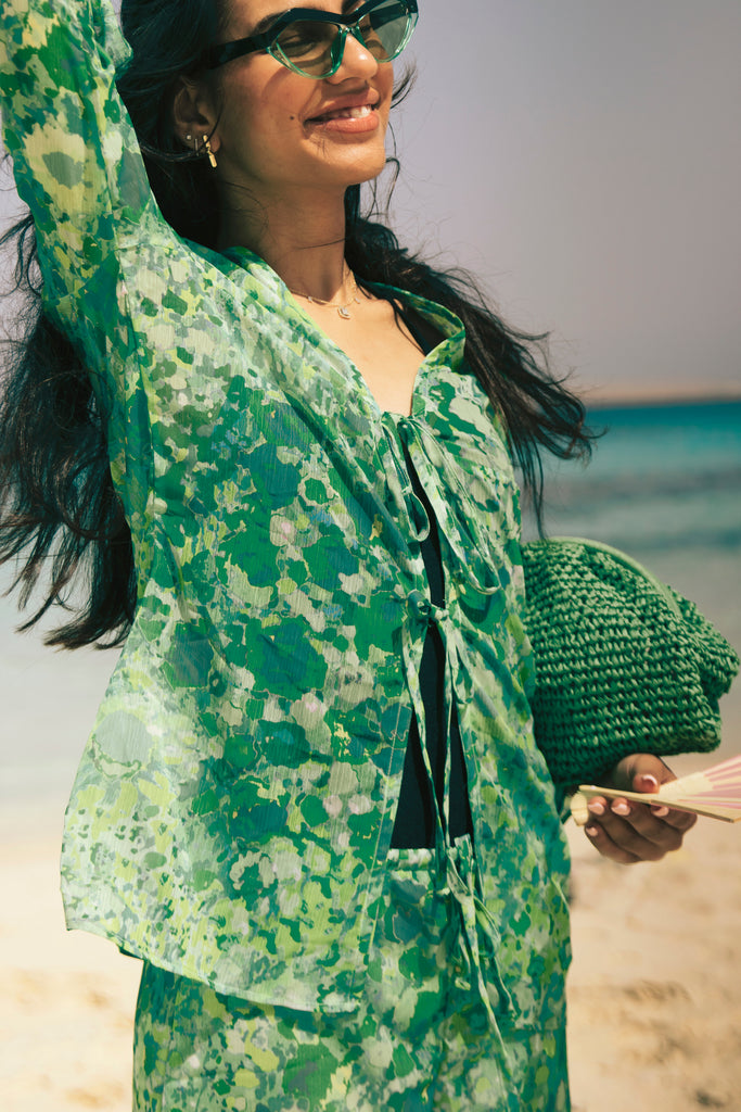 Marigold Chiffon Set in Green