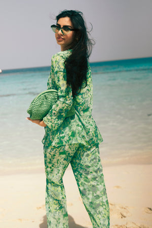Marigold Chiffon Set in Green