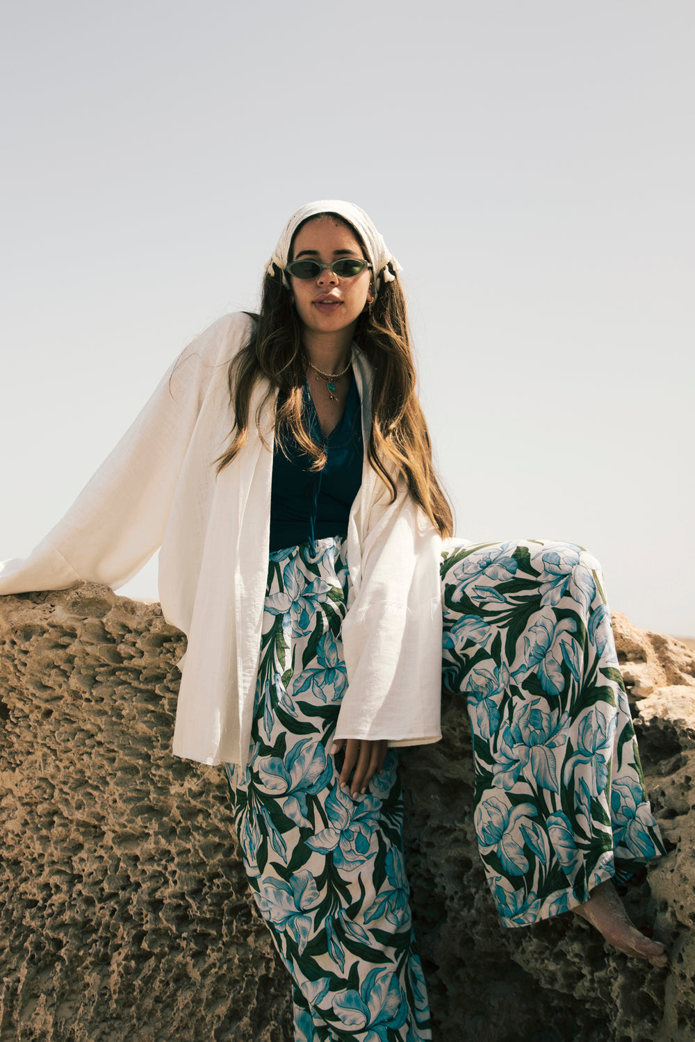 Raw-Hem Linen Kimono in White