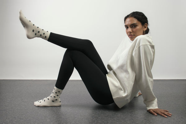 Secret Garden Crew Socks In Black