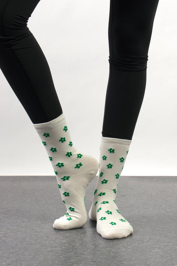 Secret Garden Crew Socks In Green