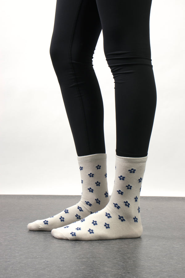 Secret Garden Crew Socks In Navy