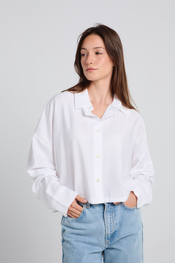 Just Like Me Cropped Shirt in Offwhite