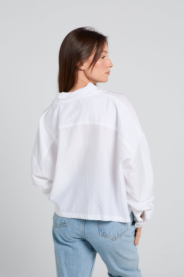 Just Like Me Cropped Shirt in Offwhite