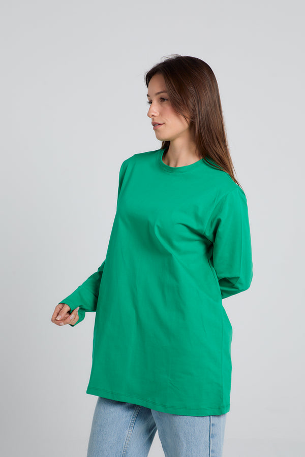 Easy To Do It Long Sleeve Tee in Green