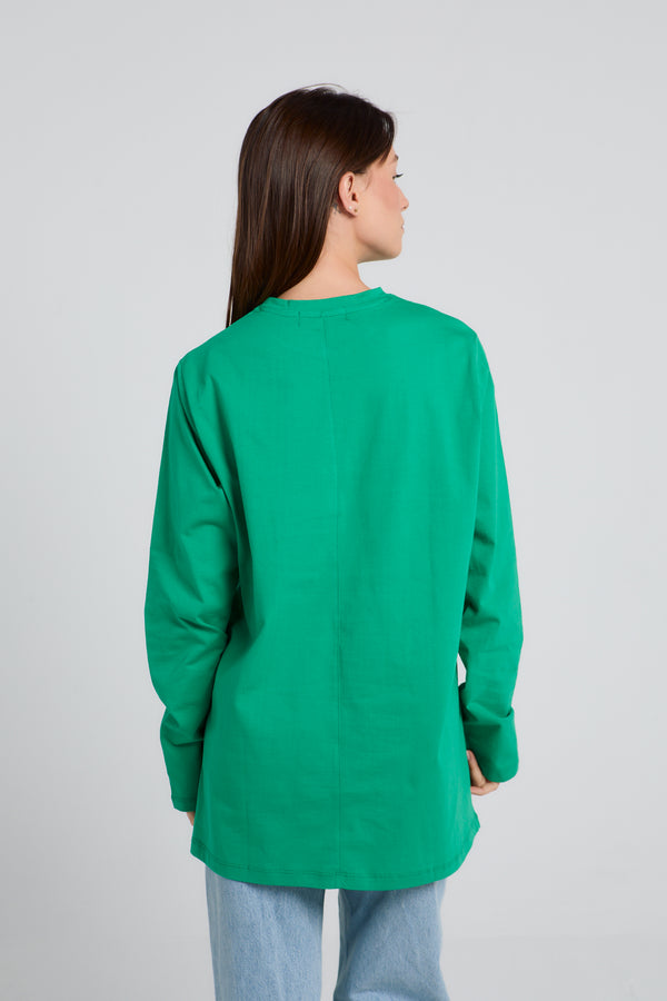 Easy To Do It Long Sleeve Tee in Green