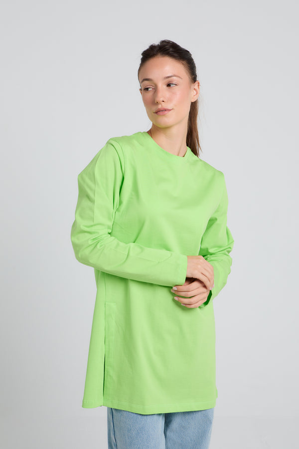 Easy To Do It Long Sleeve Tee in Lime