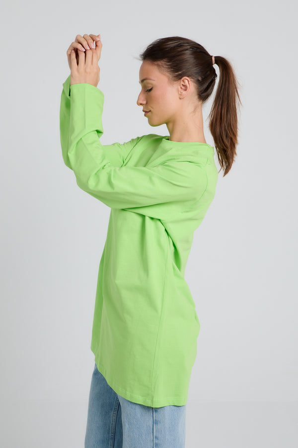 Easy To Do It Long Sleeve Tee in Lime