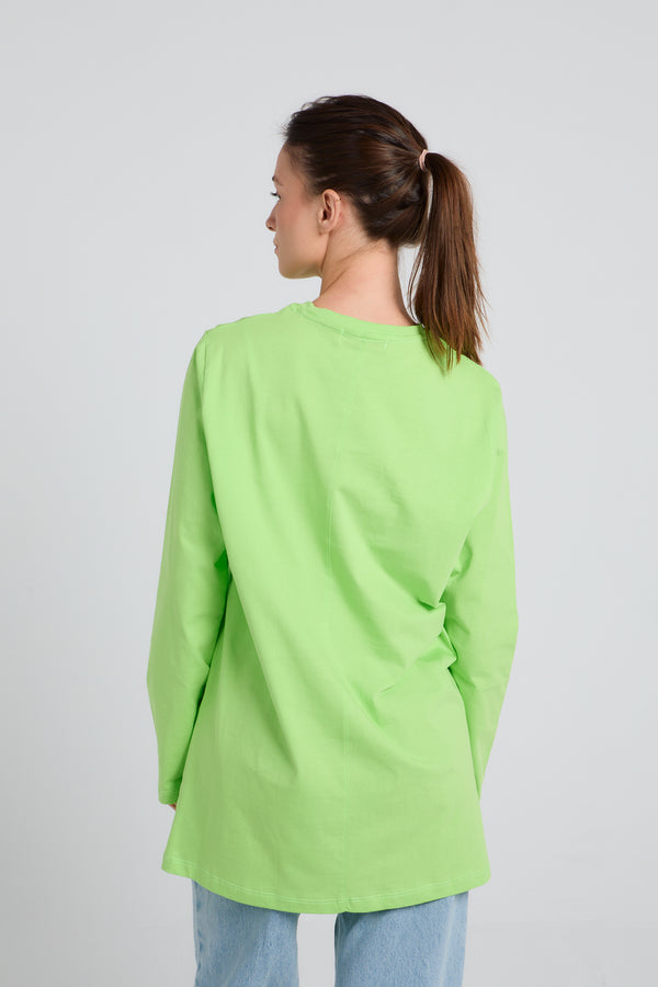 Easy To Do It Long Sleeve Tee in Lime