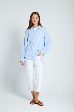 Cotton Muslin Shirt in Lavender Blue