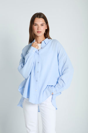 Cotton Muslin Shirt in Lavender Blue