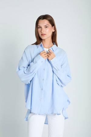 Cotton Muslin Shirt in Lavender Blue
