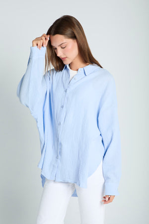 Cotton Muslin Shirt in Lavender Blue