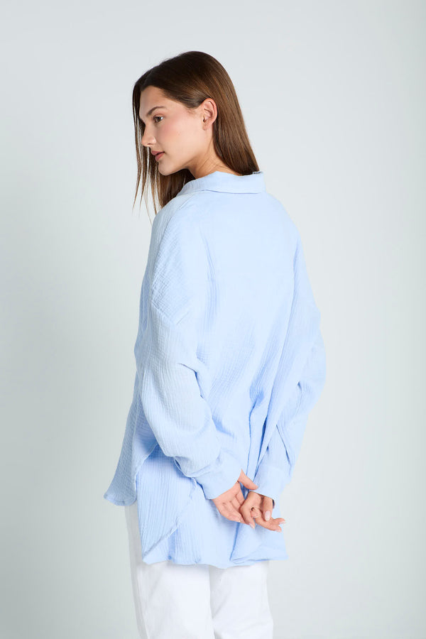 Cotton Muslin Shirt in Lavender Blue