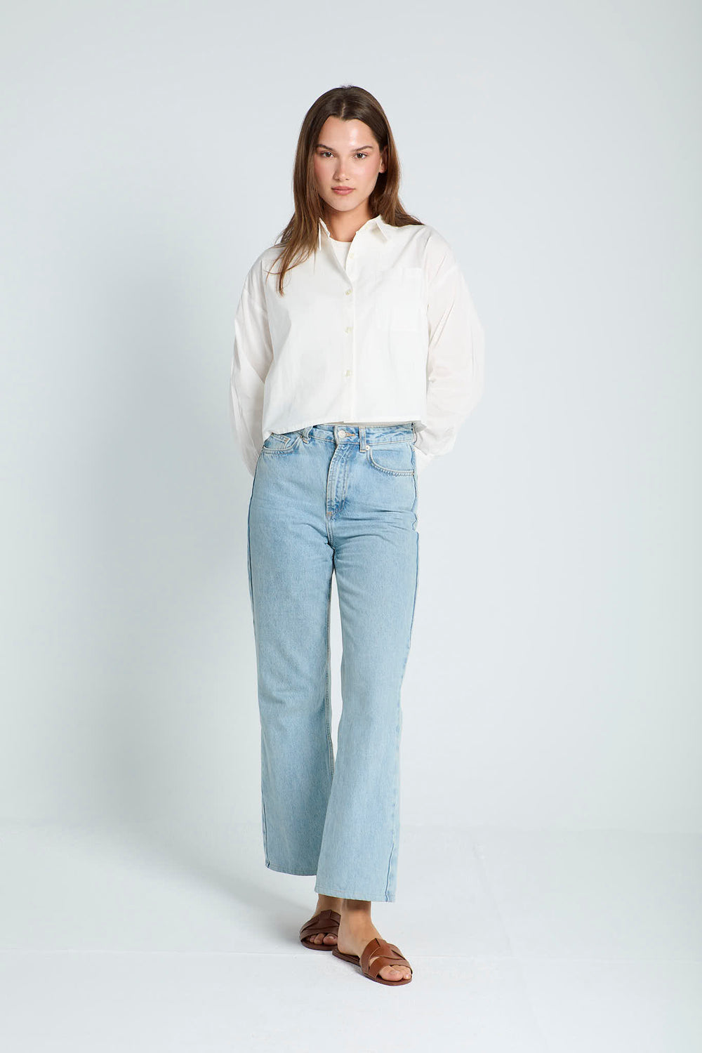 Cropped Poplin Shirt in White