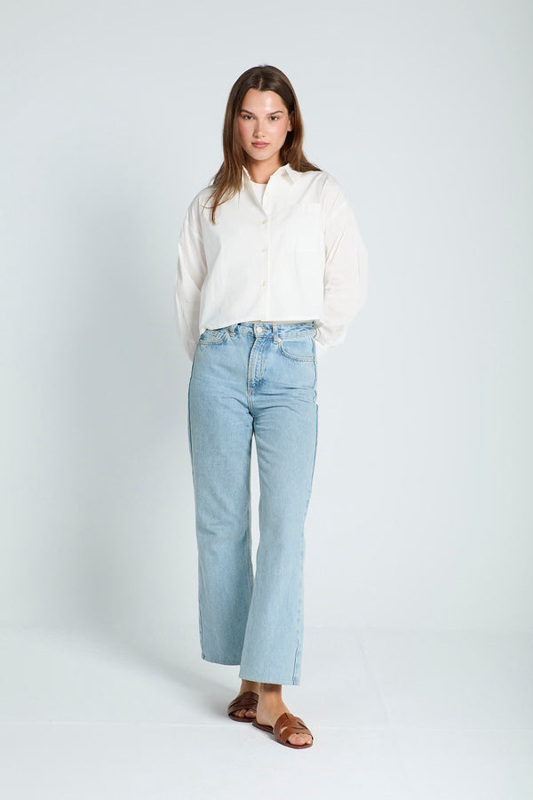 Cropped Poplin Shirt in White