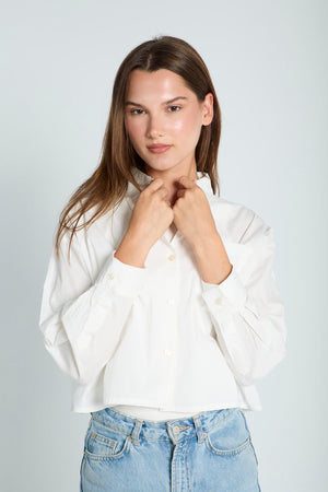 Cropped Poplin Shirt in White
