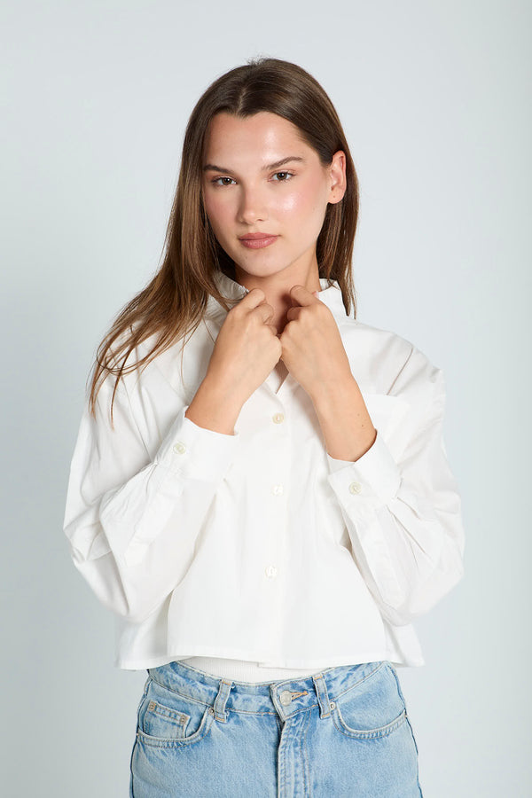 Cropped Poplin Shirt in White